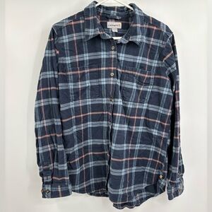 Carhartt Button Shirt blue Flannel Plain Long Sleeve Youth Size XL (16/18)
